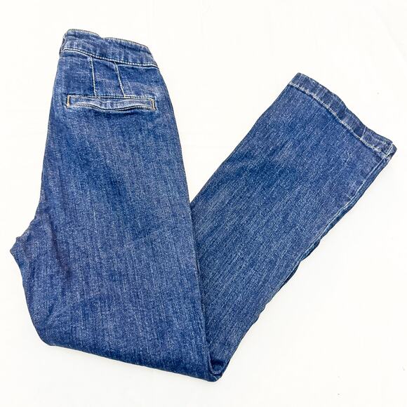 OAT NY Flare Dark Wash Denim Jeans Seamed Back Pocket Size 4 / 27 - Picture 6 of 8